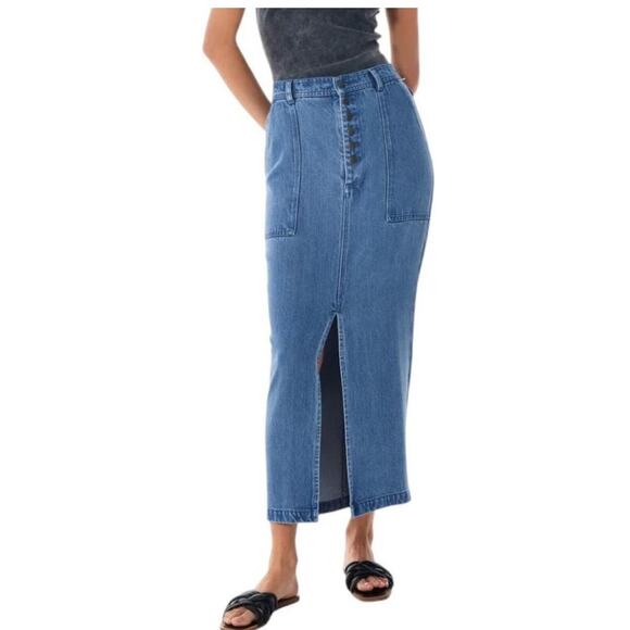 Young Fabulous & Broke YFB High Waist Soft Denim Maxi Skirt M - Picture 3 of 7